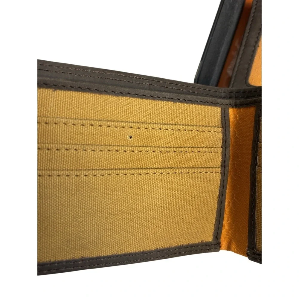 Timberland‎ PRO Brown Leather Bifold Wallet Classic Removable ID Case Normcore